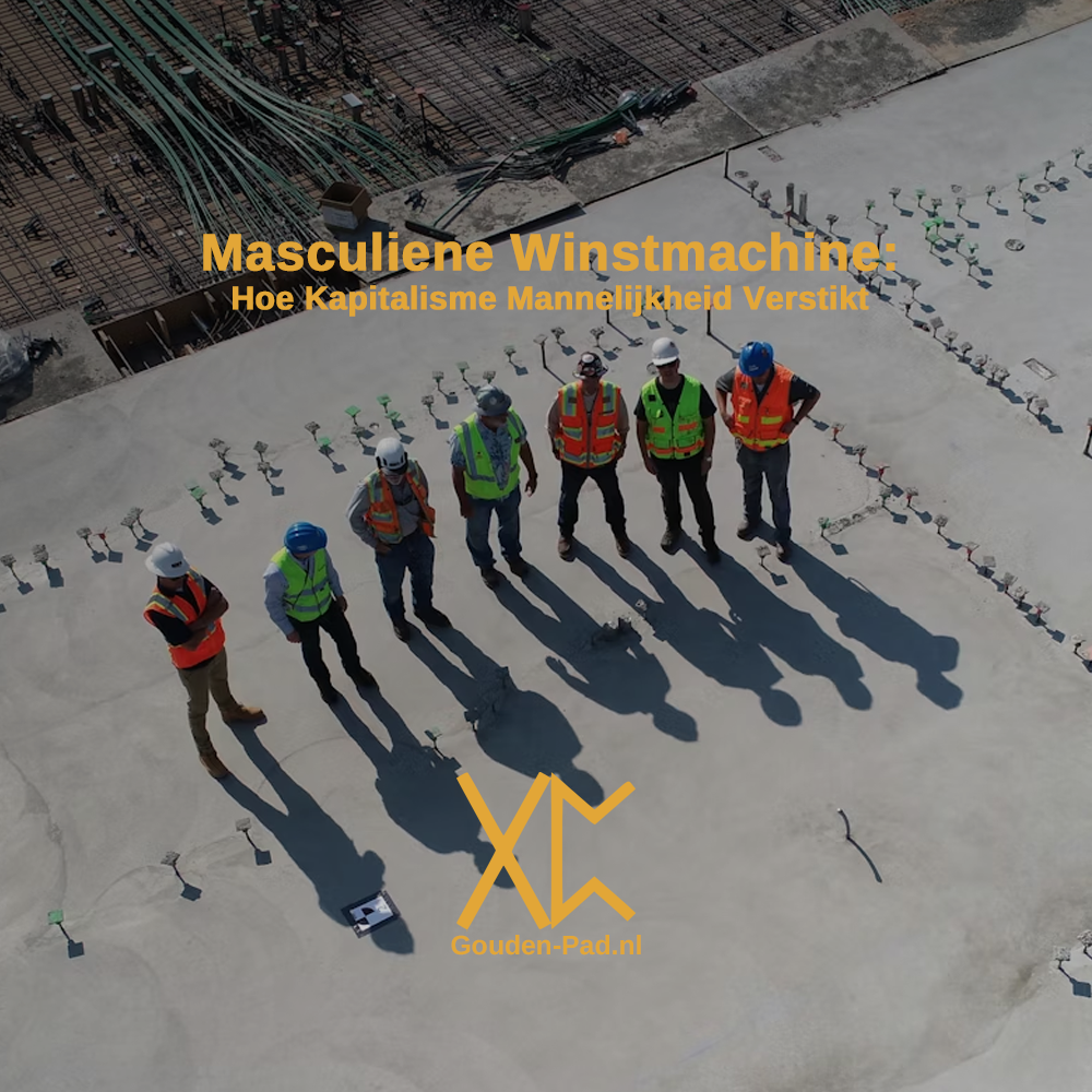 werklui staan om Gouden Pad logo heen te kijken als uitweg naar een betere wereld